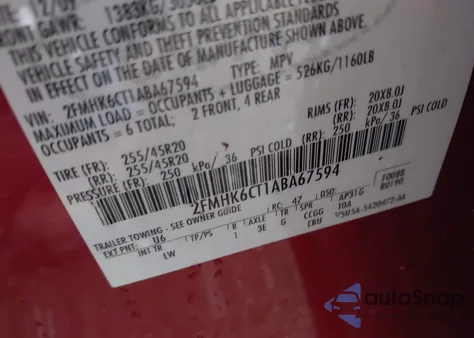 2010 Ford Flex Sel z USA, uszkodzony, nr VIN 2FMHK6CT1ABA67594